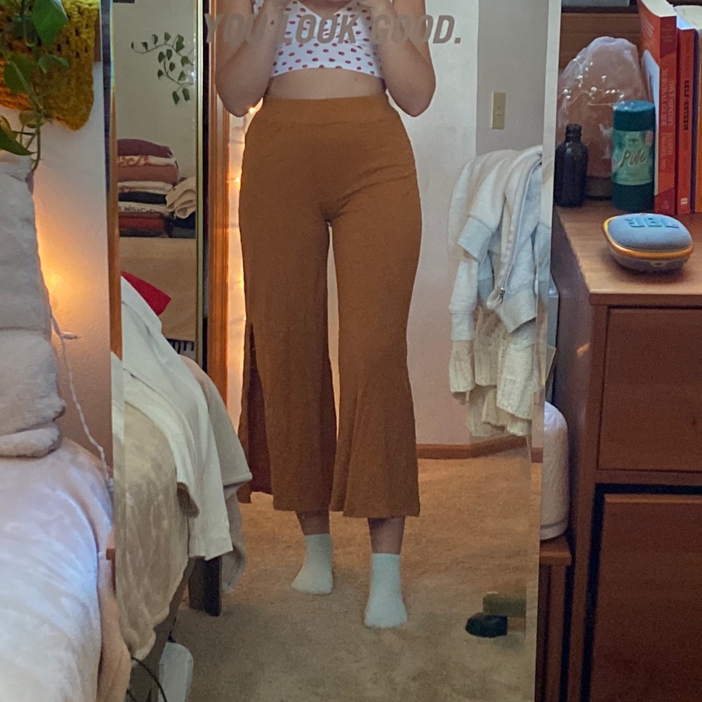 URBAN OUTFITTERS burnt orange slit pants